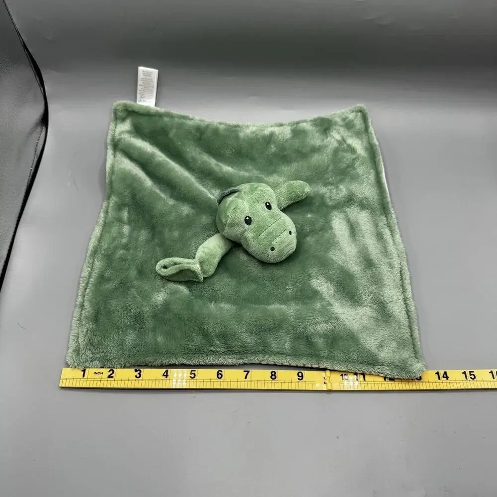 Carters Green Alligator Crocodile Lovey Security Blanket Stripes Pacifier Holder